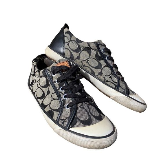 Coach Barrett women’s size 8 1/2 sneakers Grey Signature Canvas Shoes - Picture 12 of 12